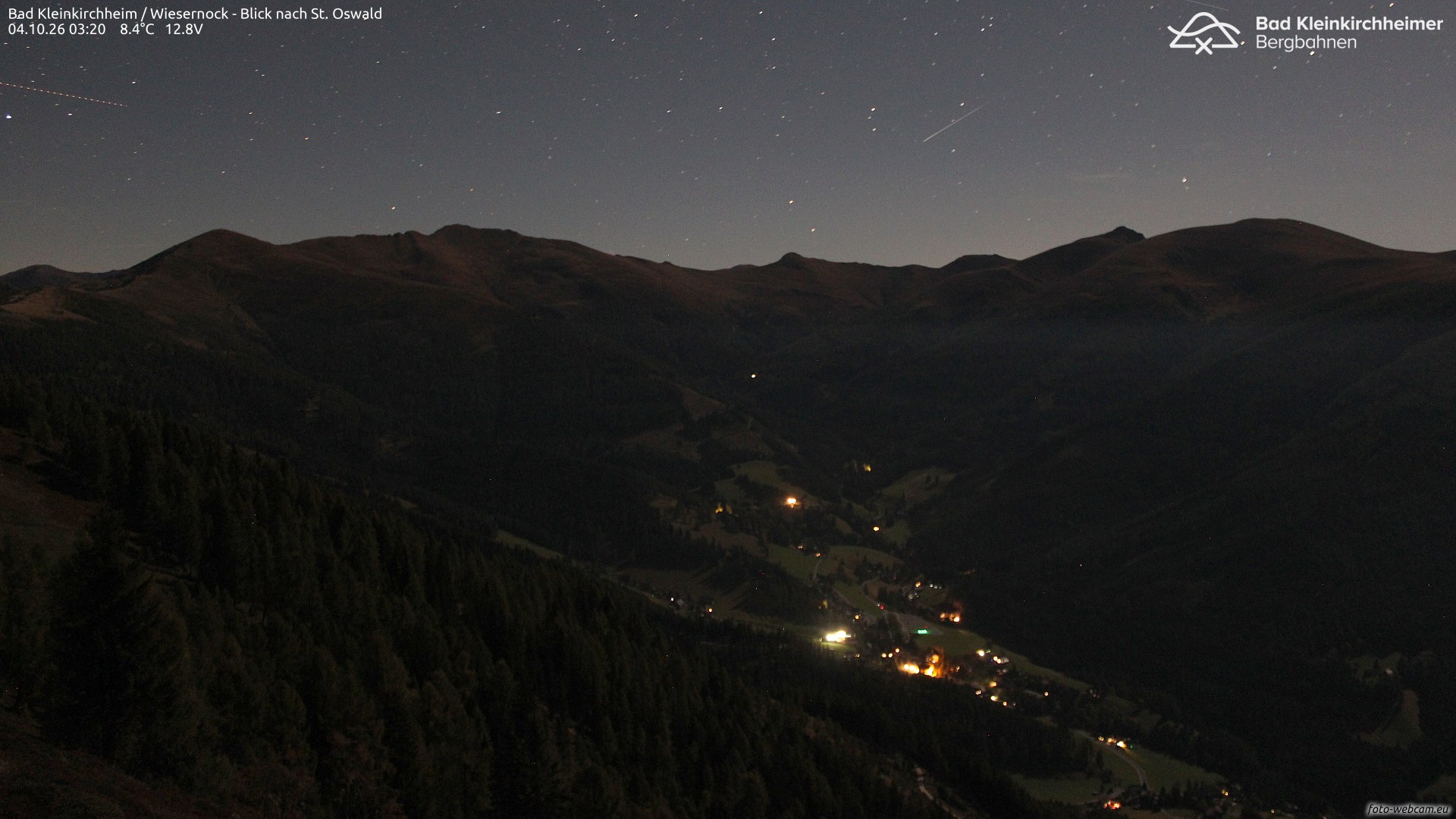 Wiesernock - View to St. Oswald webcam at Bad Kleinkirchheim