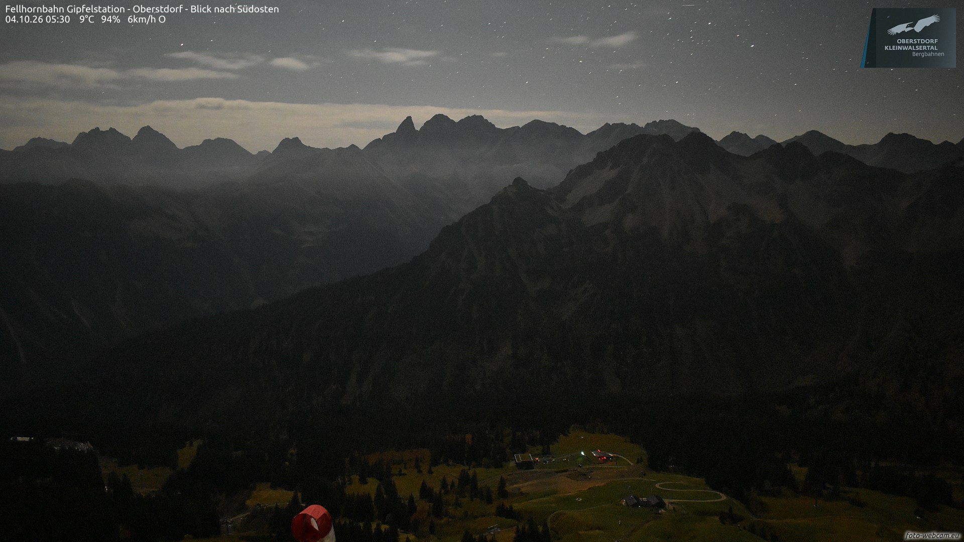 looking Southeast - Top of Fellhorn-Gipfelbahn webcam at Fellhorn Kanzelwand