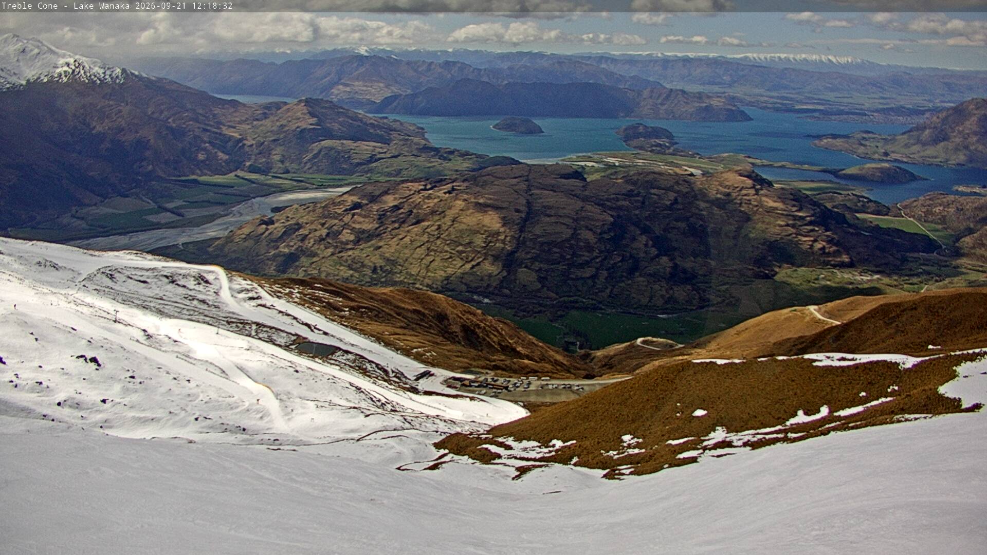 Lake Wanaka View webcam at Treble Cone
