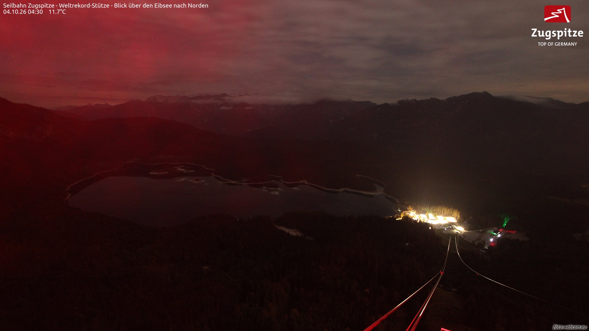 Eibsee - Middle of Zugspitze cable car webcam at Zugspitze