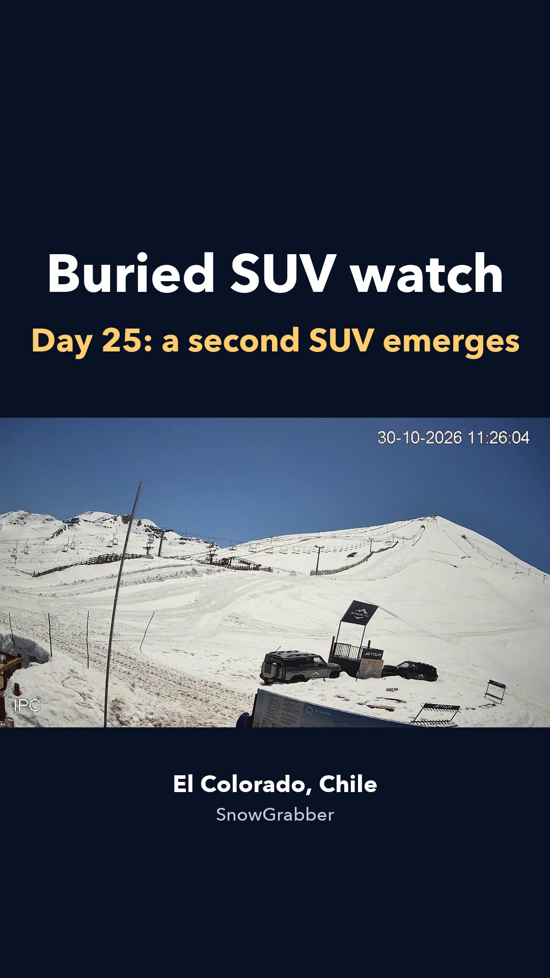 Buried SUV watch, day 25: a second SUV emerges